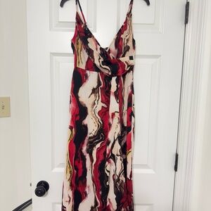 SHEIN Red and Black Swirl Midi/Maxi Dress